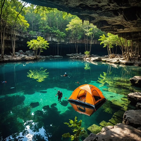 Comment organiser un camping pour une expédition de plongée sous-marine dans les Cenotes du Mexique?